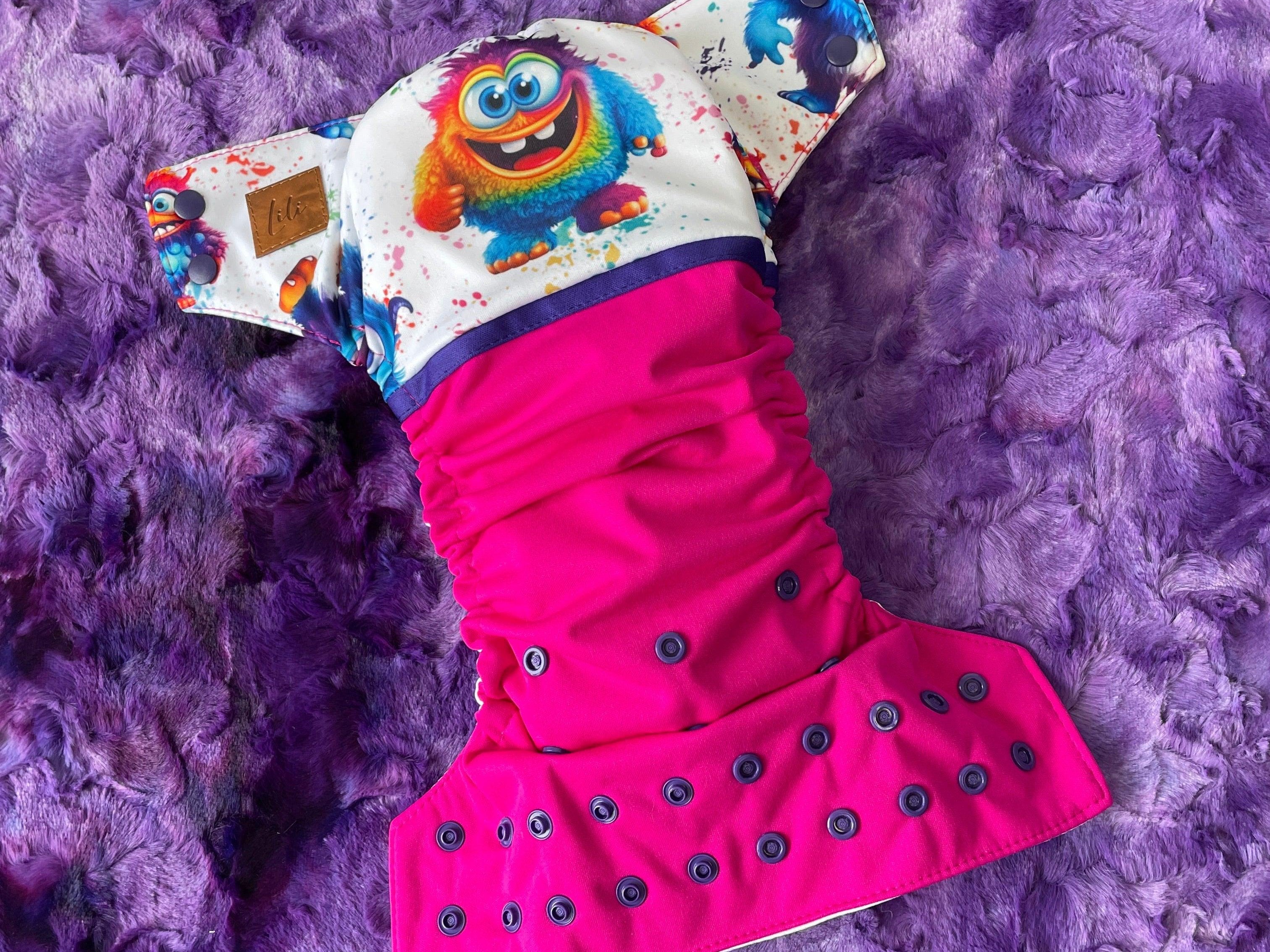 Couche lavable | taille NOUVEAU-NÉ | P'tits Monstres (wrap) - Les Confections Lili