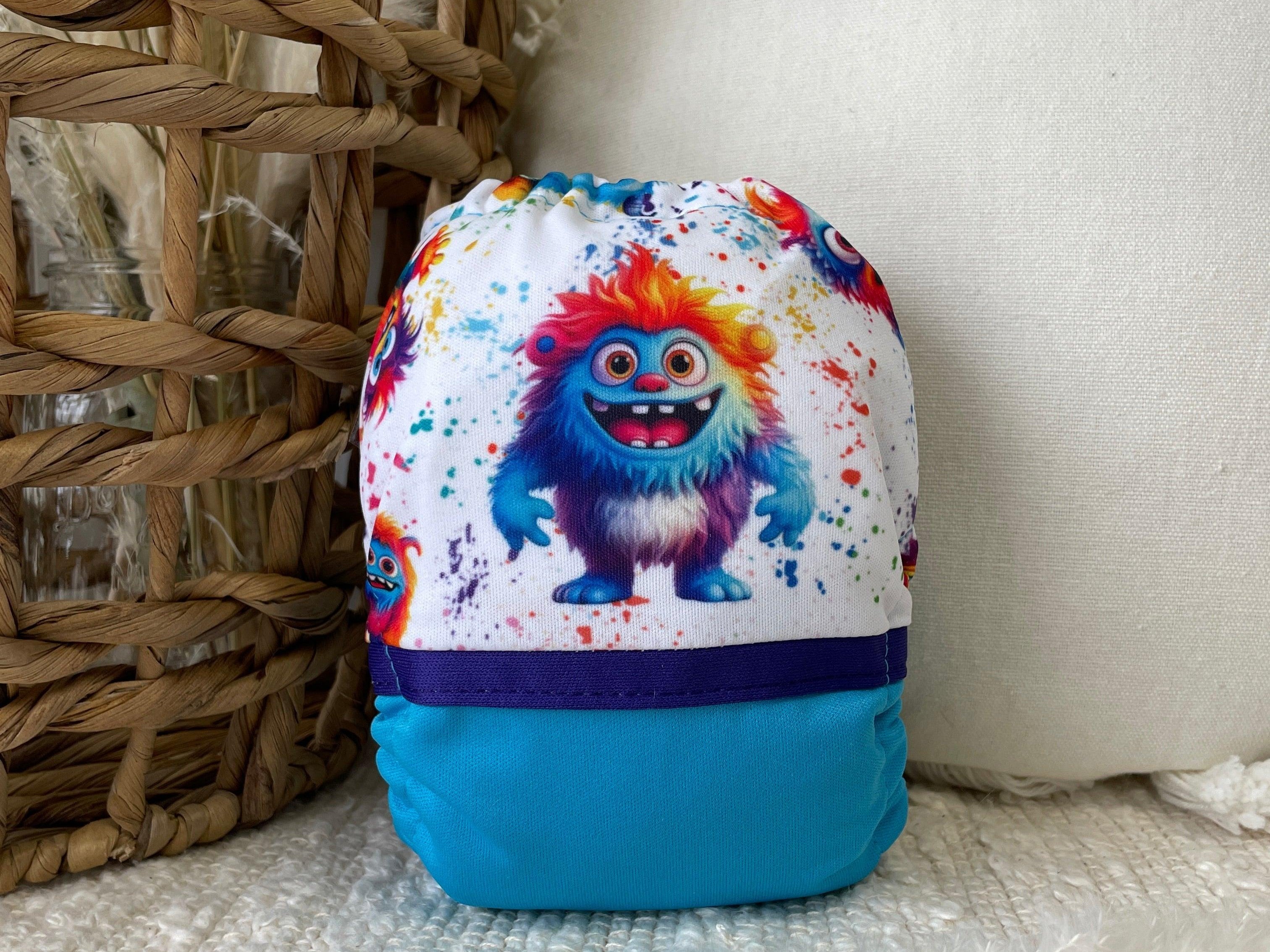 Couche lavable | taille NOUVEAU-NÉ | P'tits Monstres (wrap) - Les Confections Lili