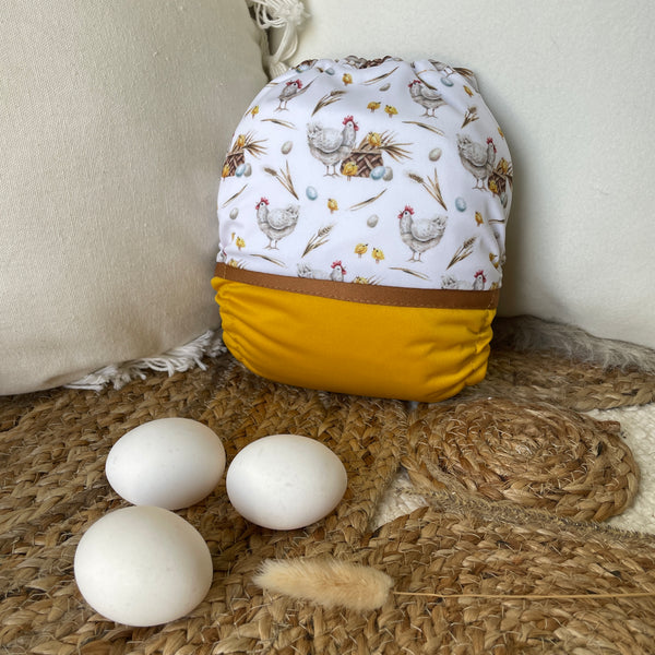 Pocket Cloth Diaper | NEWBORN size | A hen and her eggs (wrap)