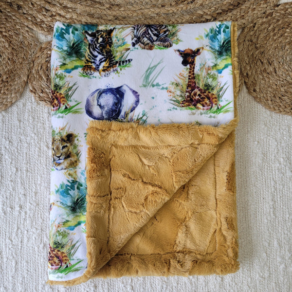 Simple comforter ready to go | African savannah [Minky/Faux Fur]