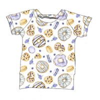 Créations M3 | Chandail maillot de piscine tout motif | Myrtilles et macarons (précommande)