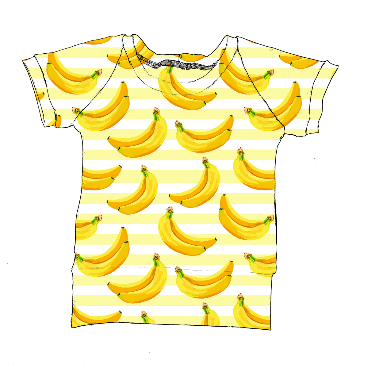 Créations M3 | Chandail maillot de piscine tout motif | Banana Stripes (précommande)