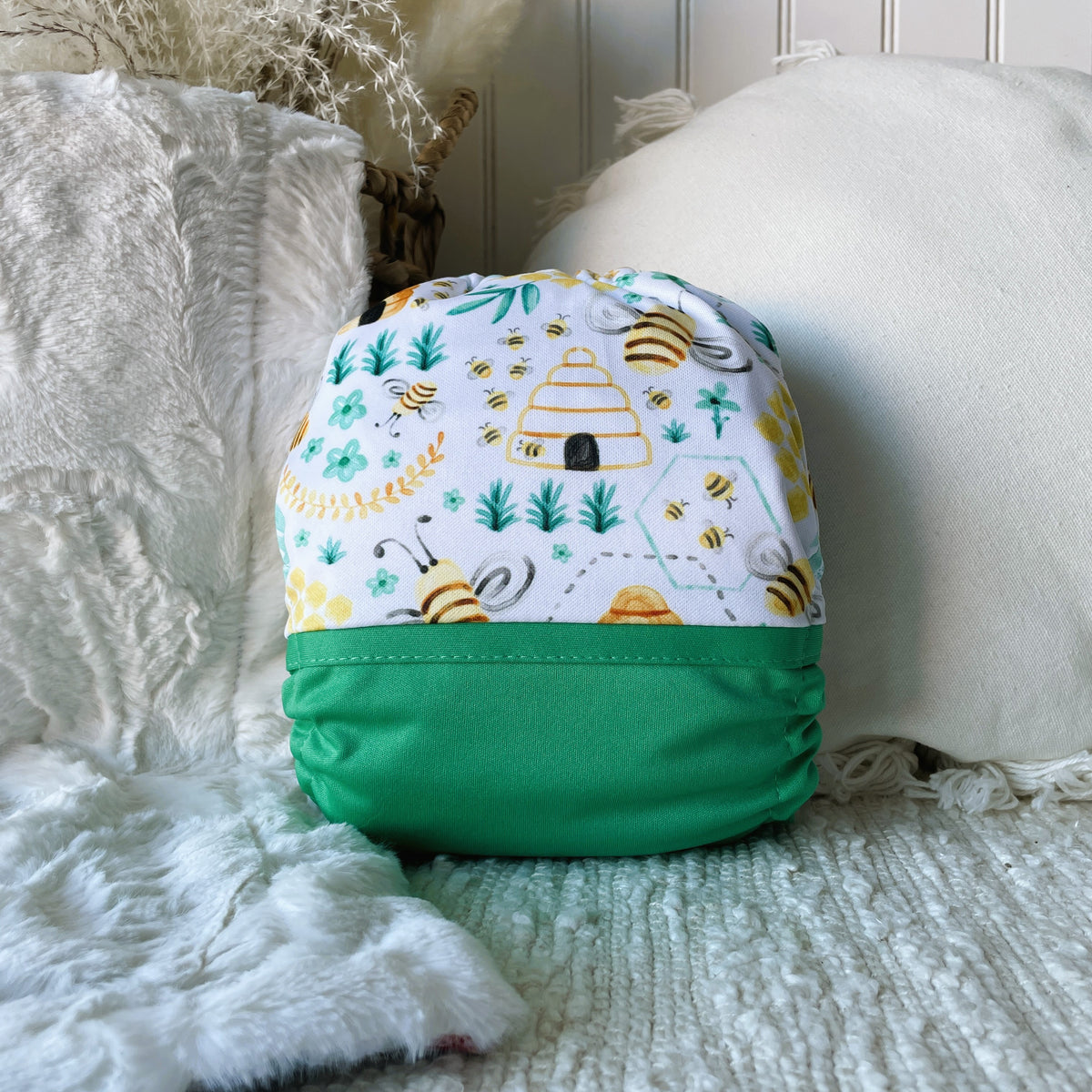 Pocket Cloth Diaper | BIG size | Busy bees (wrap)
