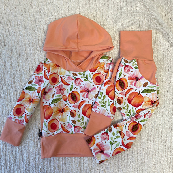 M3 Creations | Grow-with-me Hoodie | Tropical peach (ready-to-go)