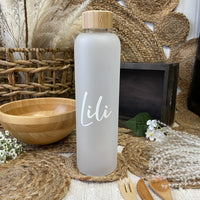 Large reusable frosted glass bottle