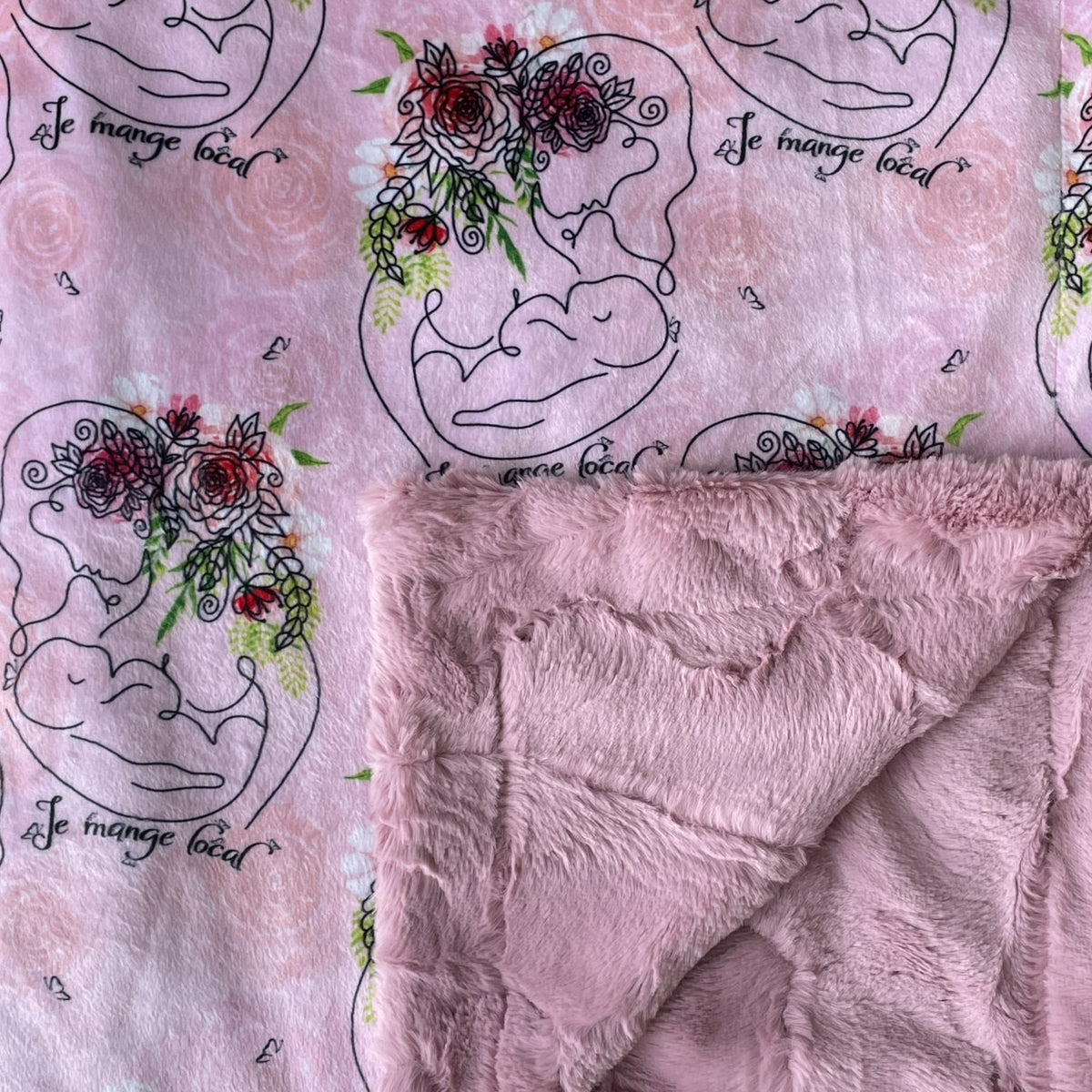 Mini-doudou avec attache | Allaitement floral rose (précommande)