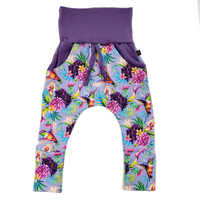 M3 Creations | Grow-with-me pants | Hummingbird (purple) (ready to go)