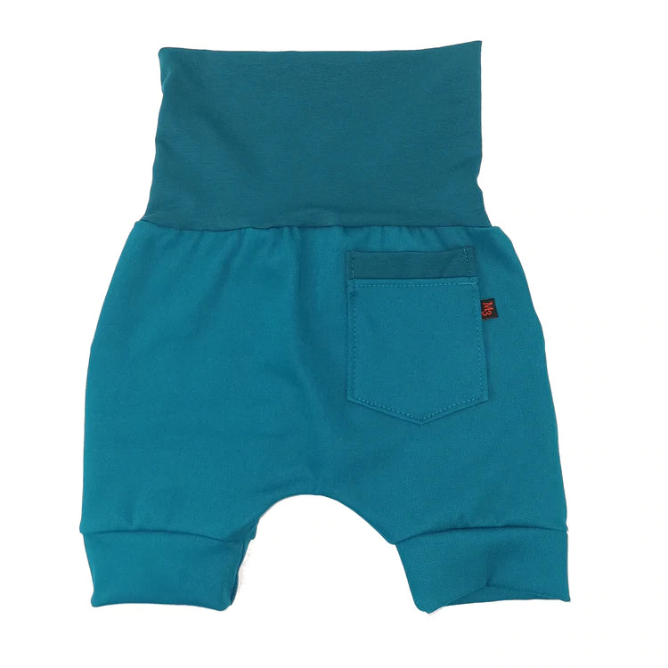 M3 Creations | Grow-with-me shorts | Petrol turquoise denim (ready to ship)