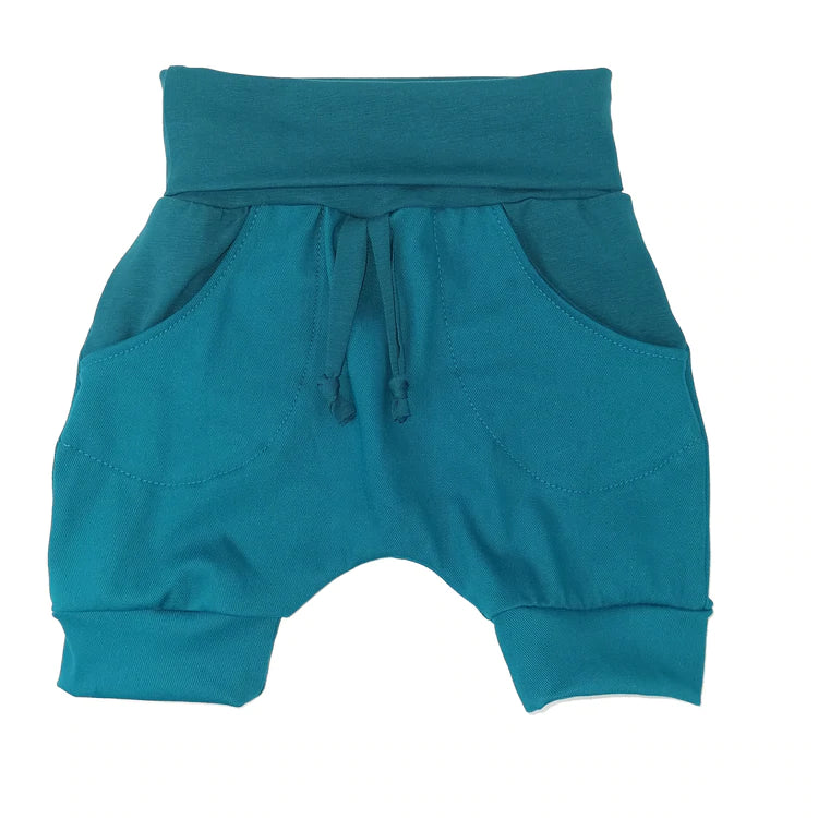 M3 Creations | Grow-with-me shorts | Petrol turquoise denim (ready to ship)